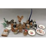 Collection of china ornaments and curios to include Pendelfin.