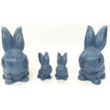 4 x Sylvac blue rabbits parents and children