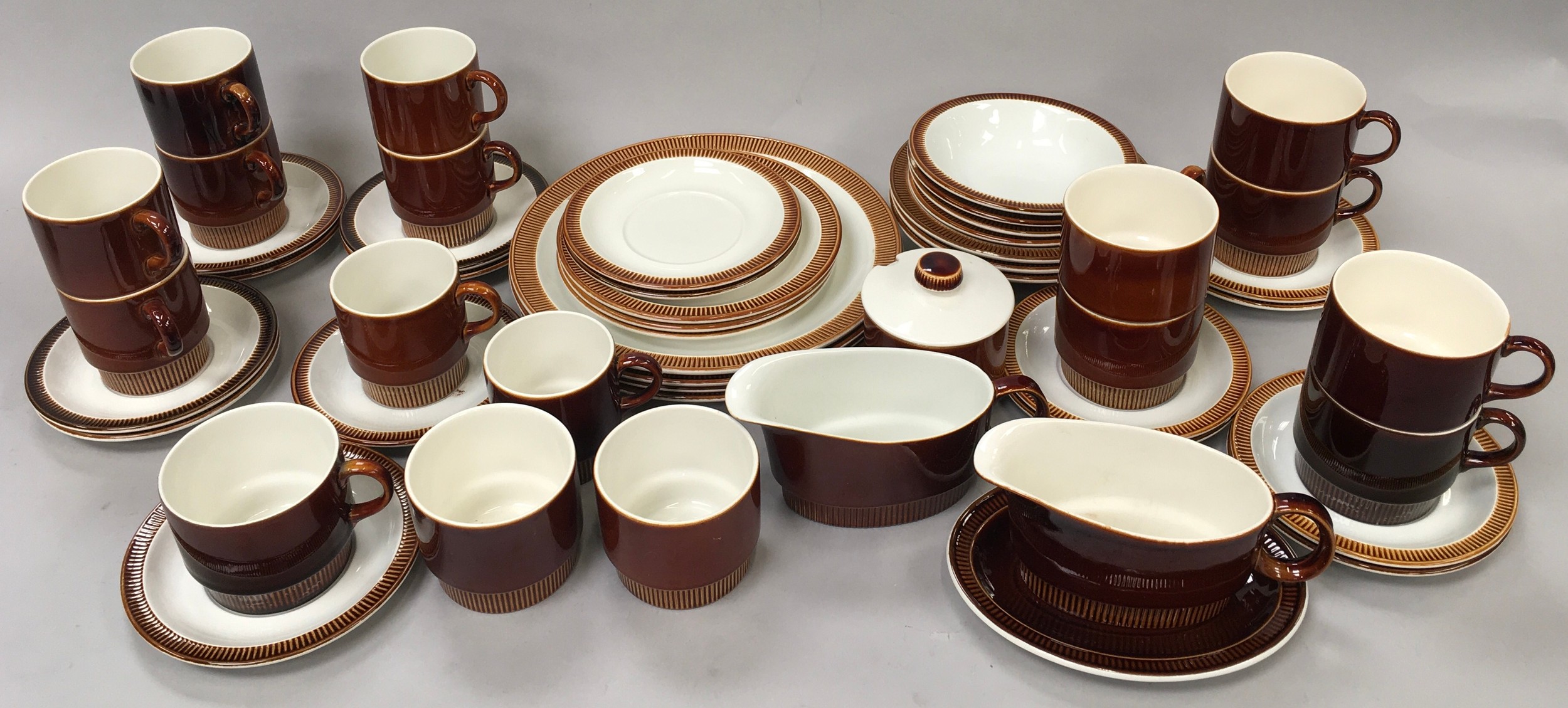 Poole pottery collection of ?Chestnut Brown? dinnerware approx 50 pieces.