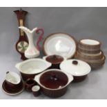 Poole Pottery Chestnut Brown dinnerware together with some by Villeroy & Boch in a similar brown