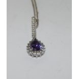 Amethyst tear drop 925 silver pendant