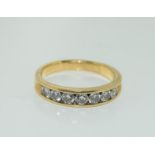 18ct gold ladies 7 stone diamond half eternity ring size L