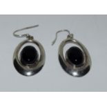 Large black Onyx 925 silver earrings