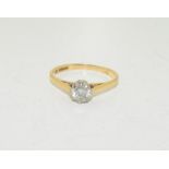 18ct gold ladies diamond solitaire ring h/m 40pts size K