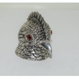 A silver plated cockatoo inkwell.