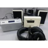 Bush DAB CD micro system, Mikomi digital radio and a pair of Pro Sound digital headphones