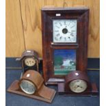 An American wall clock together with three other clocks (4).