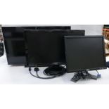 32" Toshiba flat screen TV with remote, 24" Benq gaming monitor, 18" Dell computer monitor c/w