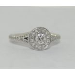 18ct white gold diamond ring by Vera Wang 0.45ct diamonds, heavy 5.4g ring, Size M