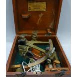 British Admiralty WWII Sextant with 5 lenses by Dobbie McInnes & Clyde Ltd, Glasgow in original box