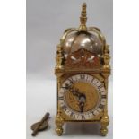 Small LANTERN clock with French windup movement 15.5cm high.