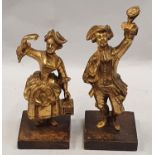 Pair of French gilded bronze figures of a lady and a gentleman.