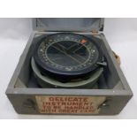 WWII type P10 box and largesea compass. Original box reads 'delicate instrument to be handled with