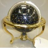 Night sky celestial globe with inlay precious stones and silver thread. Complete with certificate.