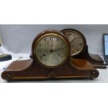 Attractive pair of oak cased mantel clocks presented in working condition. One by the Wurttemberg