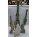 Four modern design vases including set of 3 graduated vases by Modo Creations. Tallest is 28"