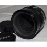 Nikon AF Micro Nikkor 60mm prime lens c/w front and rear caps