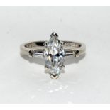 A silver 925 ring with oval shaped CZ to centre. Size S (ref DR7)