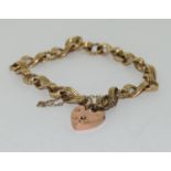 9ct gold ladies rope twist bracelet with padlock 14gm ref WP 74