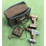 Erbayer 18v drills charger etc in carry bag ref WP 212