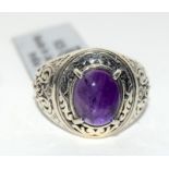 A new Indian silver 925 ring set with large purrple gem stone. Size P (ref DR4)