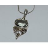 Antique inspired green amethyst 925 Silver Pendant.