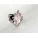 A large 925 silver pink gem stone set ring. Size N (Ref DR1)