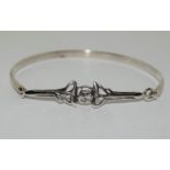 Mackintosh Arts and Craft Scottish rose 925 silver bangle
