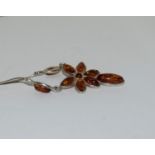 Floral 925 Baltic amber silver necklace