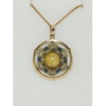 9ct gold sapphire and tiger eye necklace ref WP 78