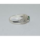 Art Deco inspired green gemstone ring size R