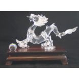 Swarovski Crystal Zodiacs Dragon on Wooden stand 238202, boxed with all relevant paperwork.