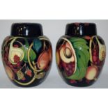 Moorcroft "Queens Choice" pair of matching large ginger jars & covers by Emma Bossons each 20.5cms