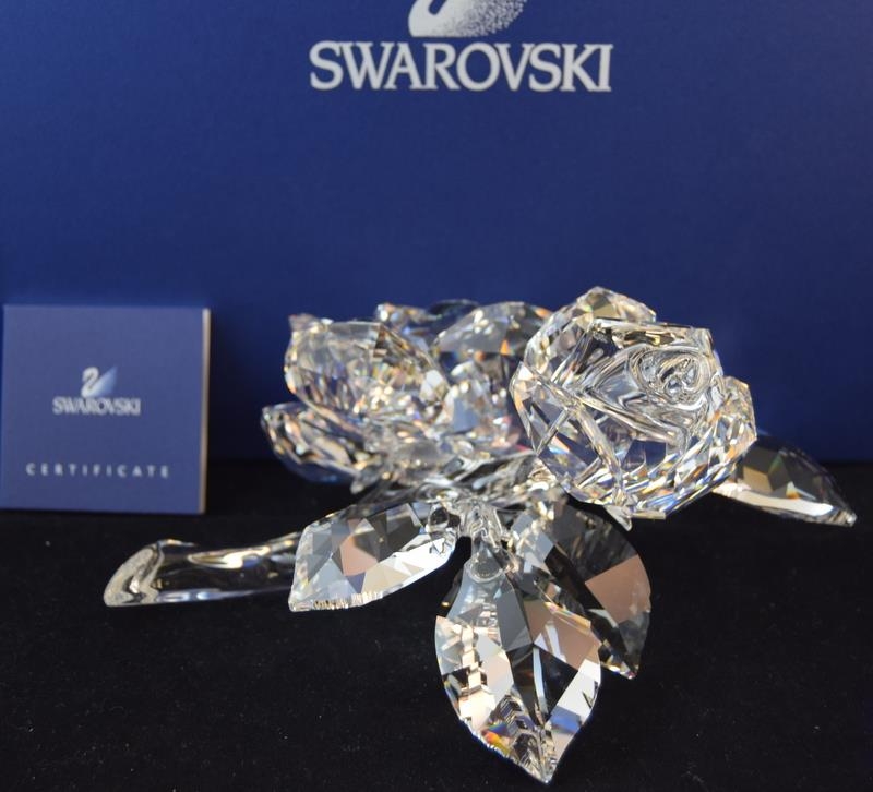 Swarovski Crystal large roses code 890285 retired, boxed with paperwork. - Image 2 of 2