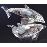 Swarovski Crystal Soulmates large pair of Dolphins, code 955350 retired, boxed with all relevant