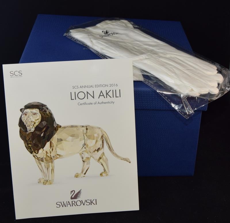 Swarovski Crystal Society Lion Akili, code 5135894 retired, boxed with certificate of Authenticity & - Image 3 of 3