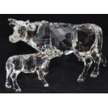 Swarovski Crystal Cow code 905775 retired, together with Calf 905776, both boxed with paperwork (2)