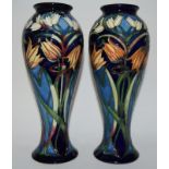 Moorcroft "Loch Hope" matching pair of 28cms high vases, fully marked & signed to base 2004.