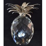 Swarovski Crystal large giant Pineapple with silver coloured leaves, code 7507-260-002 retired 9"