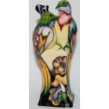 Moorcroft Fleur De Luce unusual bird sculpture designed by E. Bossons 18cms high fully marked &