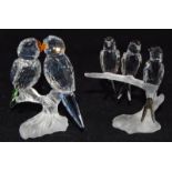 Swarovski Crystal Swallows on a branch code 892039 together with Budgies code 680627 both boxed with