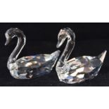 Swarovski Crystal Flirting Swans, from the feathered beauties collection. code 837154 retired, boxed