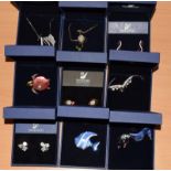 Swarovski Crystal qty of Jewellery to include Earrings, Pendants, Brooches, Necklaces all boxed (9)