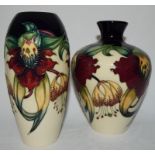 Moorcroft "Anna Lily" Vase 17.5cms high, together with one other 18cms high, both fully marked &