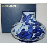 Moorcroft "Peony" vase 17cms high 20cms dia, fully marked & signed to base, boxed.