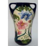 Moorcroft Flower Duet trial vase 17cms high, fully marked & signed to base.