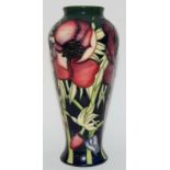 Moorcroft "Anemone" 20cms high vase, fully marked & signed to base 2002.