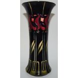 Moorcroft "Northern Rose" large trumpet vase 25cms high, fully marked & signed to base.