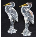 Swarovski Crystal pair of Silver Heron code 221627 retired, boxed with paperwork (2)