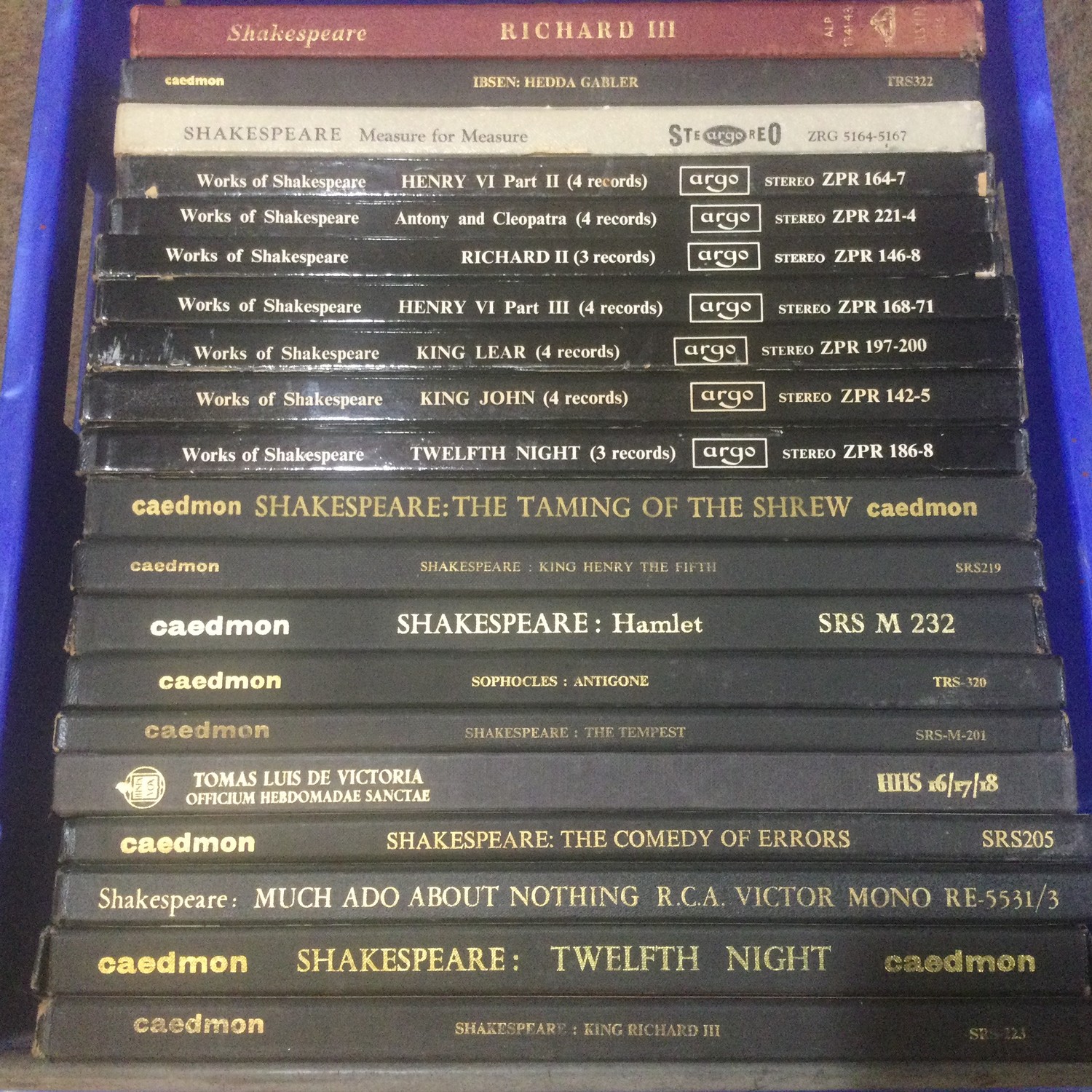 20 BOX SETS OF THE SPOKEN WORD. To include - Much Ado About Nothing - King Richard - Twelfth Night -